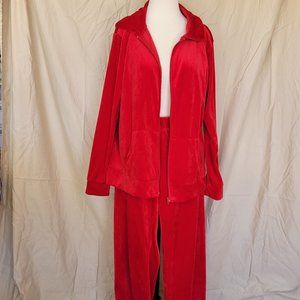 Red Velour Track Suit